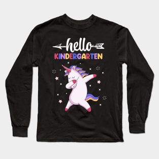 Hello Kindergarten Dabbing Unicorn Long Sleeve T-Shirt